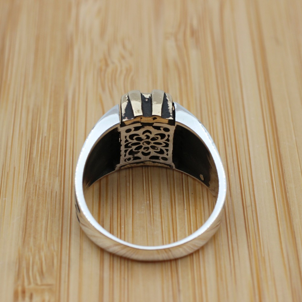 Sapphire Men's Ring, Turkish Handmade Silver Men's Ring, Mens Handmade Ring, Ottoman Ring, Men's Jewelry, Gift for Him, 925k Sterling Silver