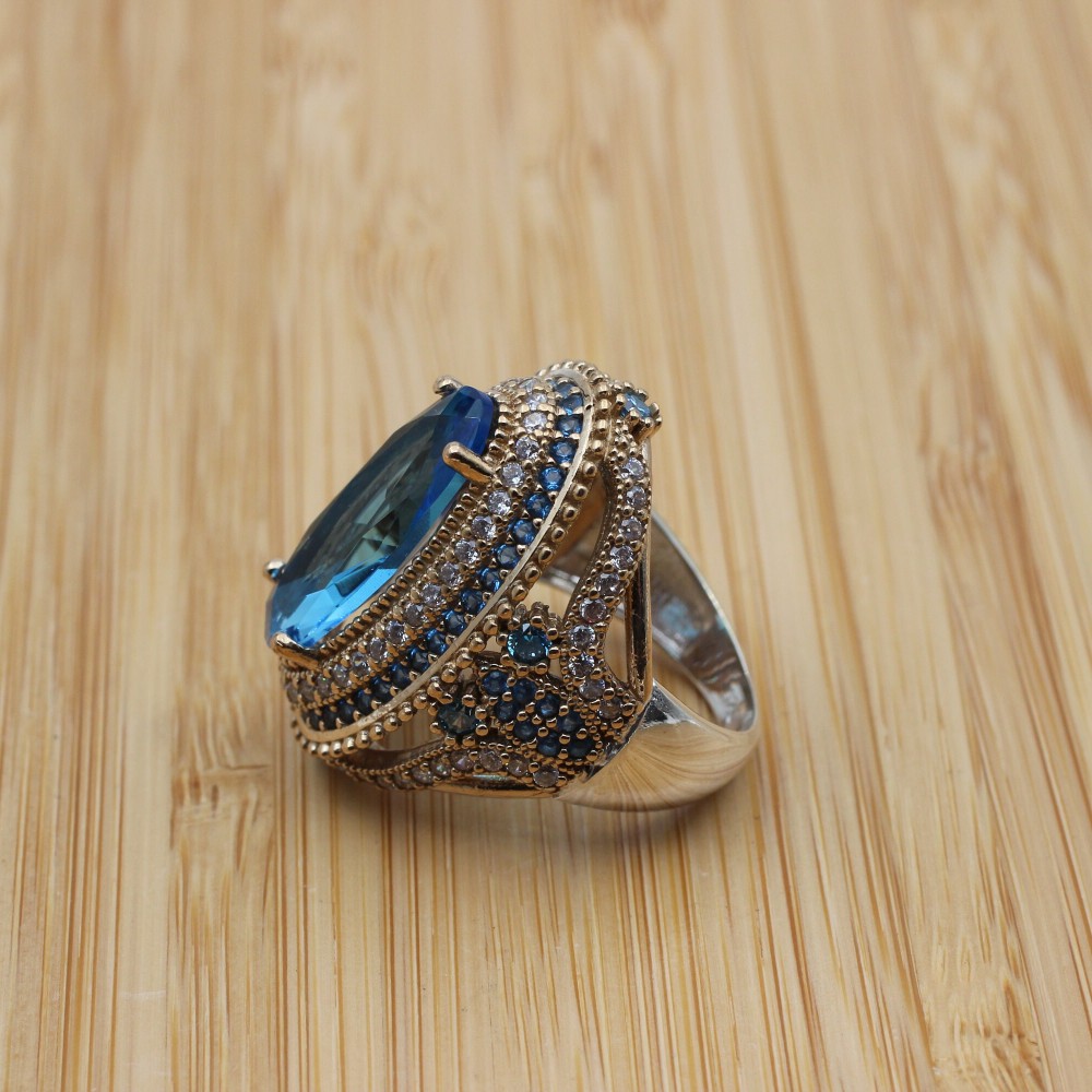 Aquamarine Set, Authentic Set, Handmade Women Set, Turkish Handmade, Ladies Jewelry Set, Earring, Ladies Set, 925k Sterling Silver, Jewelry,