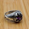 Men's Handmade Ring, Turkish Handmade Ring, Cubic Zircon, Ottoman Men Ring, Amethyst Ring, Men's Jewelry, Gift for Him, 925k Sterling Silver