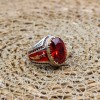 Ruby Ring, Handmade Men's Ring, Turkish Handmade Men's Ring, Ottoman Men's Ring, Men's Jewelry, Gift for Him, 925k Sterling Silver Ring