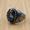 Men's Handmade Ring, Mystic Topaz Men's Ring, Turkish Handmade Silver Men's Ring, Ottoman Men's Ring, Gift for Him, 925 Sterling Silver Ring