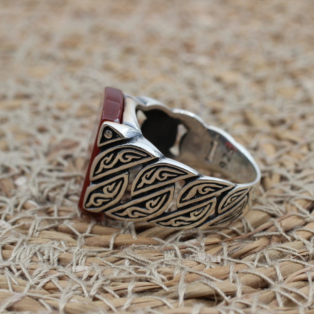Turkish Handmade Silver Mens Ring, Men's Agate Ring, Handmade Ring, Ottoman Men Ring, Men's Jewelry, Gift for Him, 925k Sterling Silver Ring Turkish Handmade Silver Mens Ring, Men's Agate Ring, Handmade Ring, Ottoman Men Ring, Men's Jewelry, Gift for Him, 925k Sterling Silver Ring