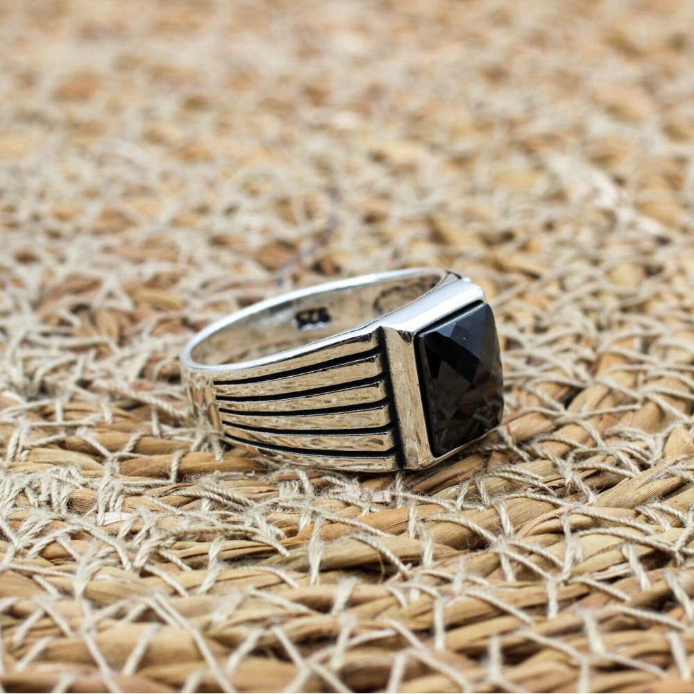 Handmade Silver Men's Ring, Onyx Men's Ring, Turkish Handmade Men's Ring, Men's Ring, Ottoman Mens Ring, Gift for Him, 925 Sterling Silver