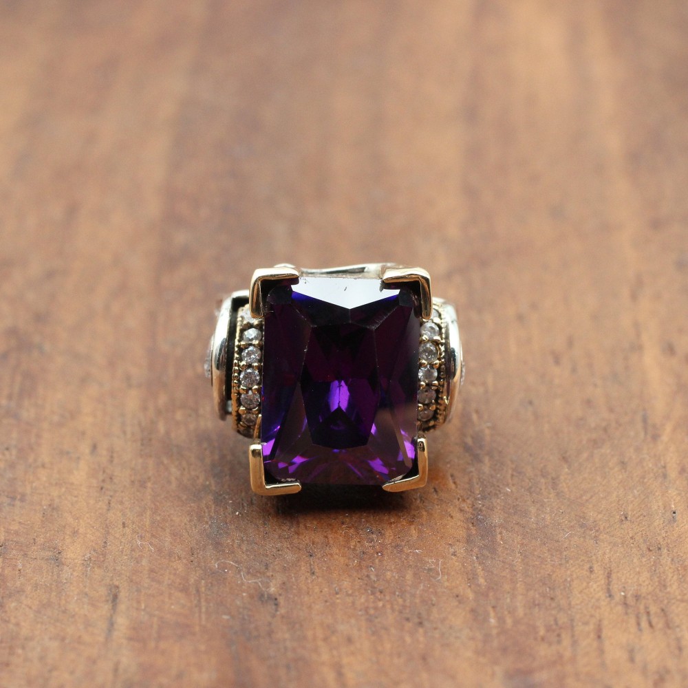 Amethyst Ring, Handmade Women's Ring, Turkish Handmade, Silver Ladies Ring, Ottoman Ring, Authentic, Ladies Ring, 925k Sterling Silver Ring,