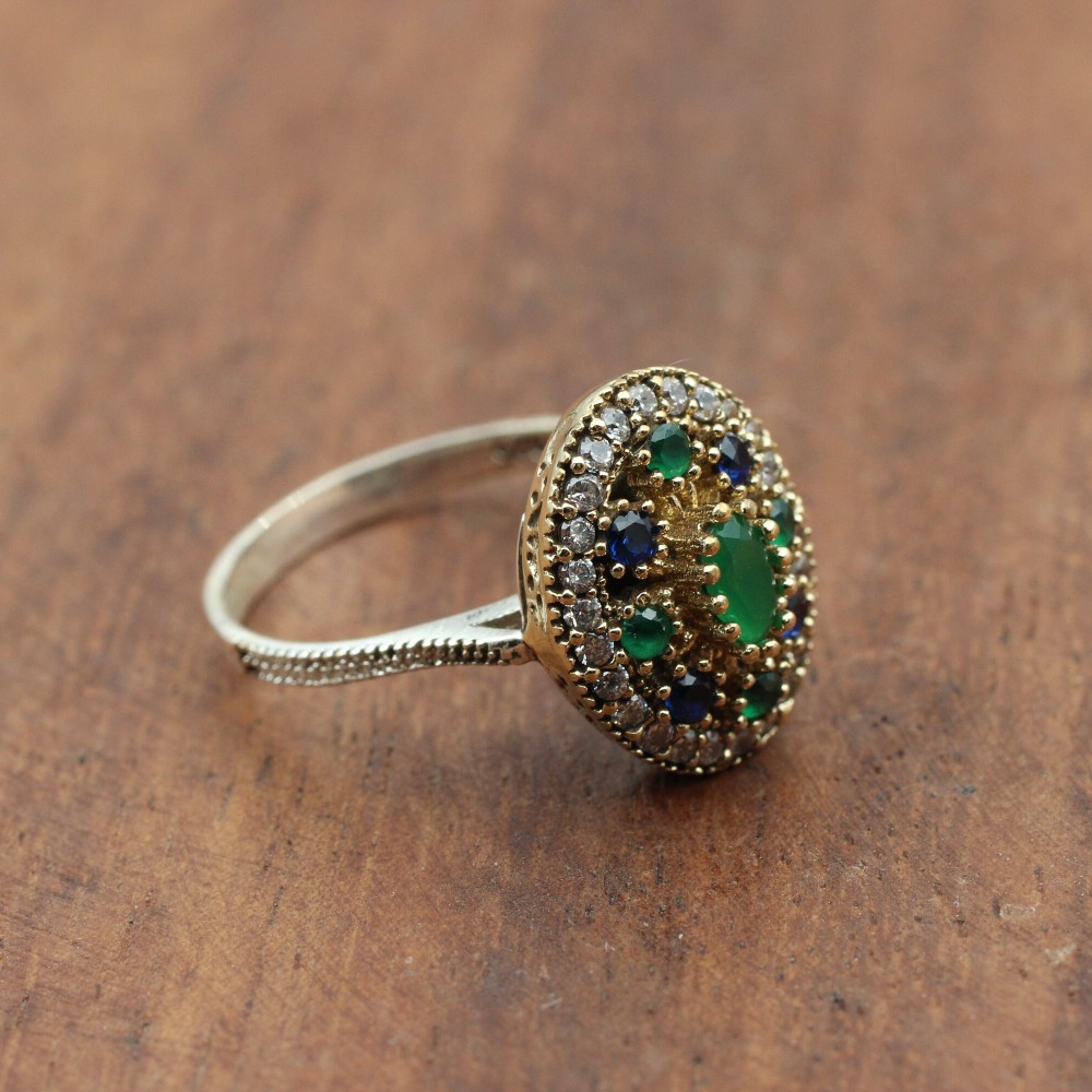 Emerald Set, Authentic Set, Handmade Set Women, Turkish Handmade, Ladies Jewelry Set, Earring, Pendant, Ladies Set, 925k Sterling Silver