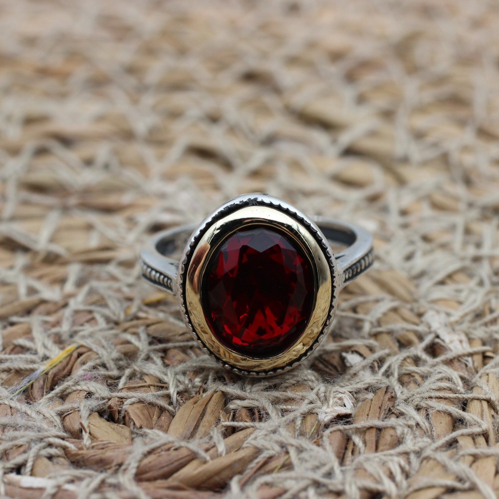 Ruby Ring, Handmade Women's Ring, Turkish Handmade Ring, Authentic Ring, Ottoman Ring, Ladies Ring, 925k Sterling Silver, Gift For Her,